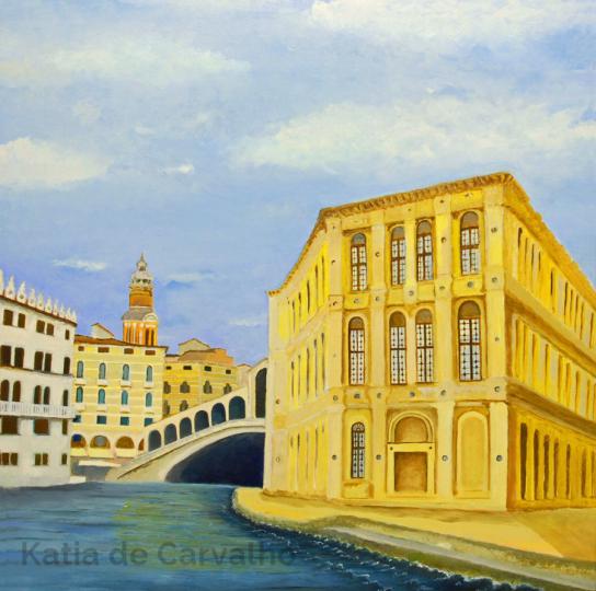 7) h/t cotton le pont du rialto et le palais Camerlenghi 63x63cm (2004) 