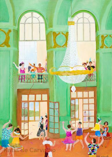 3 oleo s/lienzo (lino) &#34;baile carnaval en el salón verde II&#34; 52x73cm (2007)